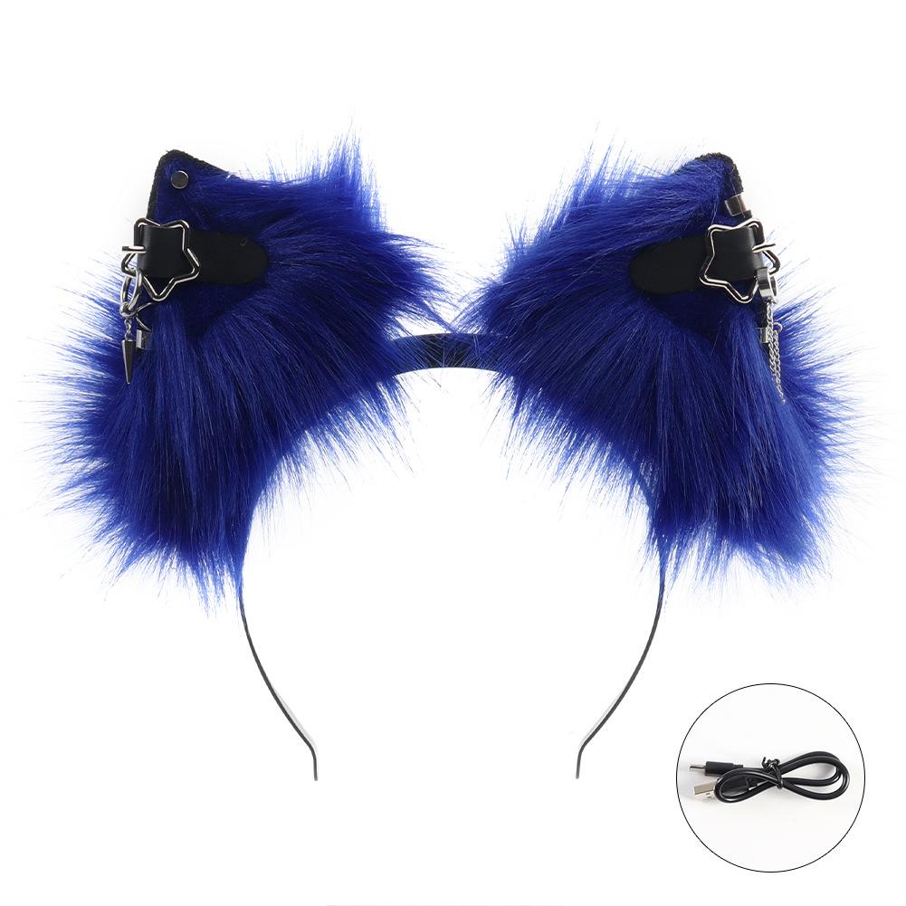 Plush Electric Animal Ear Headband Rechargeable Detachable Fox Ear Lolita Comic Show Prop Cat Ear Cosplay Accessories Halloween