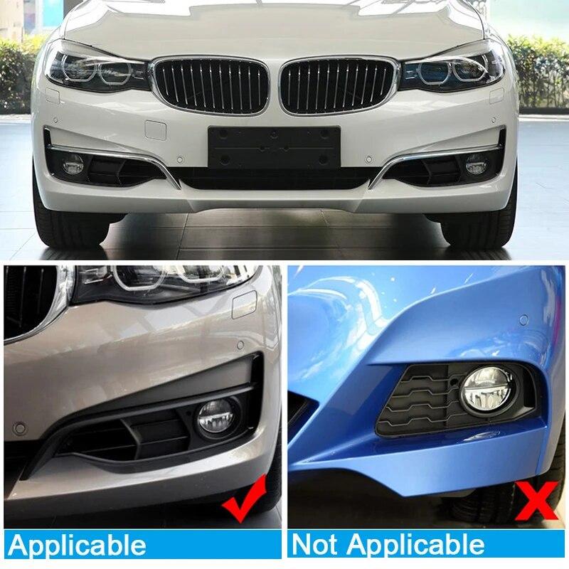 2PCS Carbon Fiber Texture ABS Car Front Fog Lamp Trim Strip Decorative Sticker Auto Exterior Accessories For BMW 3GT F34 2013-18