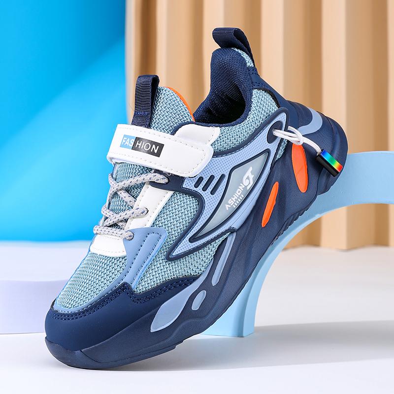 Zapatos Casuales de Cuero Populares para Niños Zapatilla Transpirable de Malla Calzado de Tendencia de Moda para Correr al Aire Libre