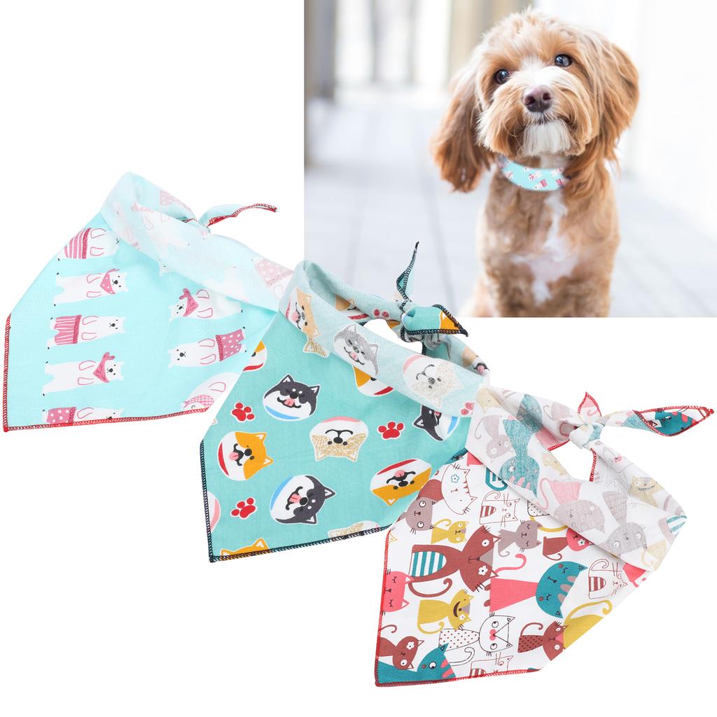 3pcs Pet Dog Bandana Washable Puppy Cat Neck Scarf Collar Triangle Neckerchief Supplies L