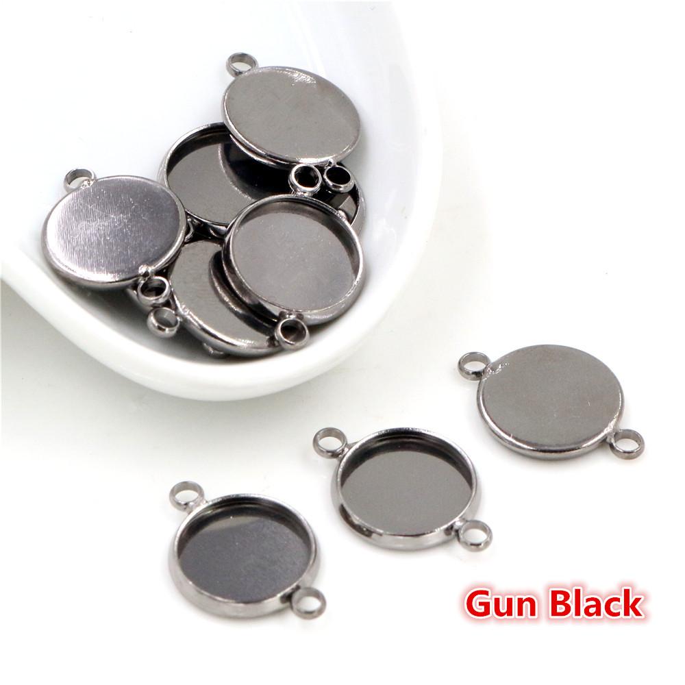 Iron Metals 20pcs/lot 10mm 12mm Inner Size 7 Colors two Loops Style Cabochon Base Cameo Setting Charms Pendant
