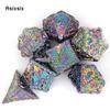 7 Pcs Colorful Fish Scale Metal Dice Solid Metal Polyhedral Dice Set Suitable for Role-Playing RPG  Board Game Card Game