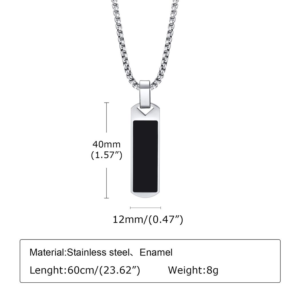 Vnox Rectangular Resin Pendant Necklace for Men, Stainless Steel Box Chain Vertical Bar Necklaces, Jewelry Gifts for Dad Son Him