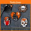 Unique Geometric Shaped Halloween Metal Brooch Featuring Spider Skeleton Design