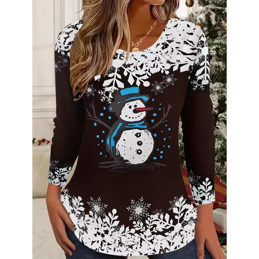 Merry Christmas 3D Print Crew Neck Long Sleeve T-Shirt Fashion Women clothing Casual y2k clothes Harajuku Female clothing