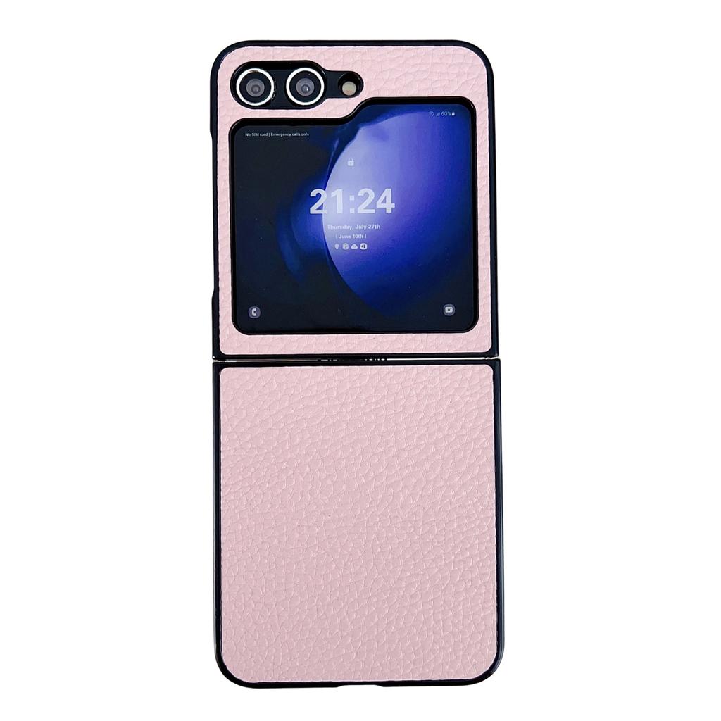 For Samsung Galaxy Z Flip7 FE 5G/Z Flip6 5G Case Litchi Texture Leather + PC Shockproof Phone Cover