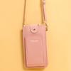 Small Crossbody Cell Phone Purse Zippered PU Cross Body Bag with 2 ID Card Windows for Mobile Phone Credit Cards Changes