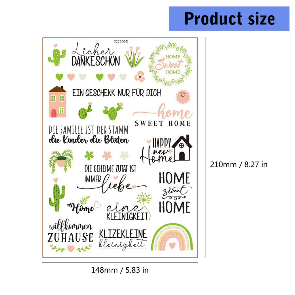 German Blessing Words Rub On Sticker Water Transfer Candle Sticker for Candle Ceramic Mug Glassware Wood Furniture