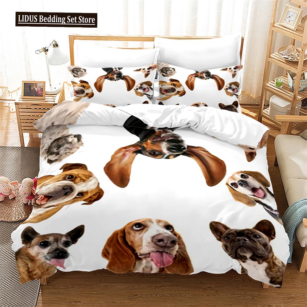 Dog Duvet Cover Set 3D Print Dog Math Book King Queen Full Size Comforter Cover For Kids Boys Girls Teens Polyester Bedding Set