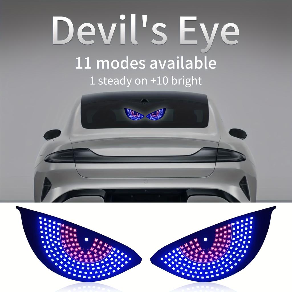 LED Devil Eye Car Window Light USB Atmosphere Lamp 11 Modes Auto Decor 15.4cm