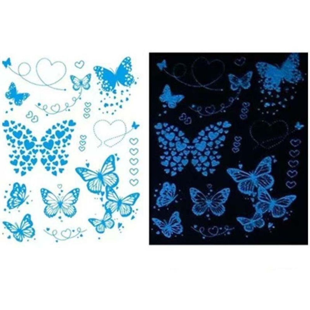 Temporary Luminous Flower Tattoo Sticker Love Heart Leaf Floral Fake Tattoos Girl