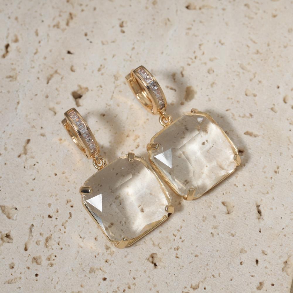 Chic Geometry Shaped Zirconia Dangle Earrings Fashion Jewelry for Daily Wear