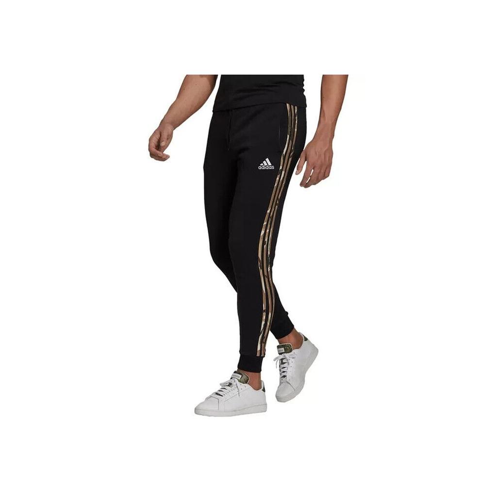 Adidas Contrast Stripe Knit Joggers Men Bottoms Black H48439