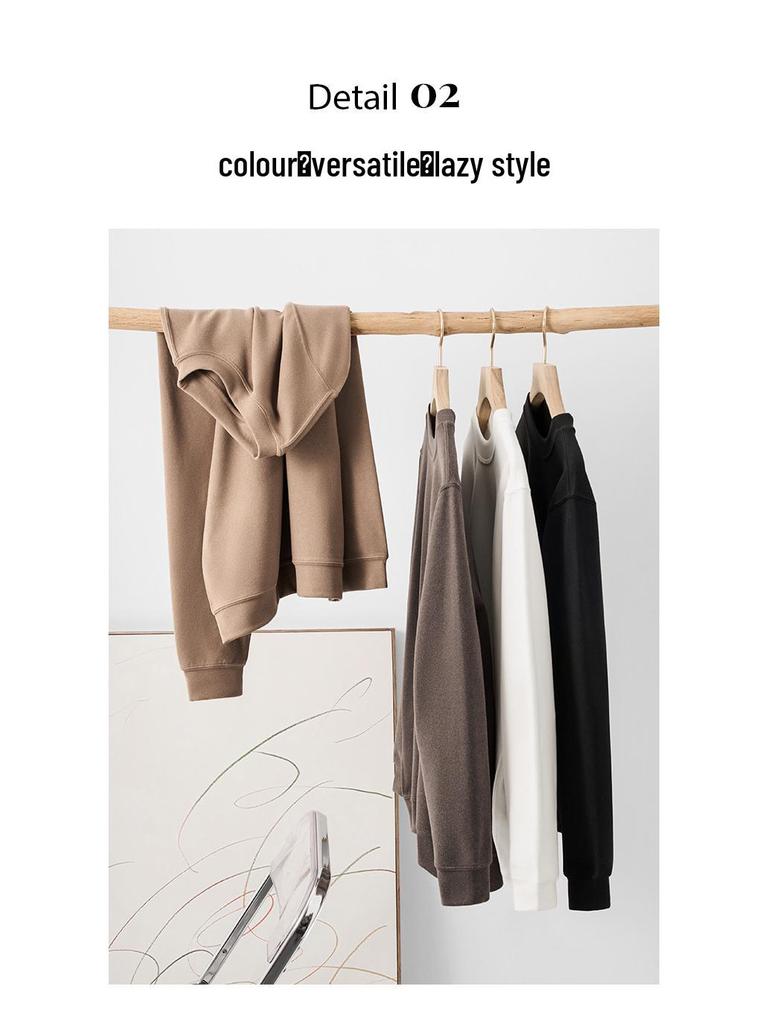Women's Heavyweight Fleece Stand-Up Collar Sweatshirt - High-Elasticity, Warm, Loose Fit Base Layer for Autumn/Winter