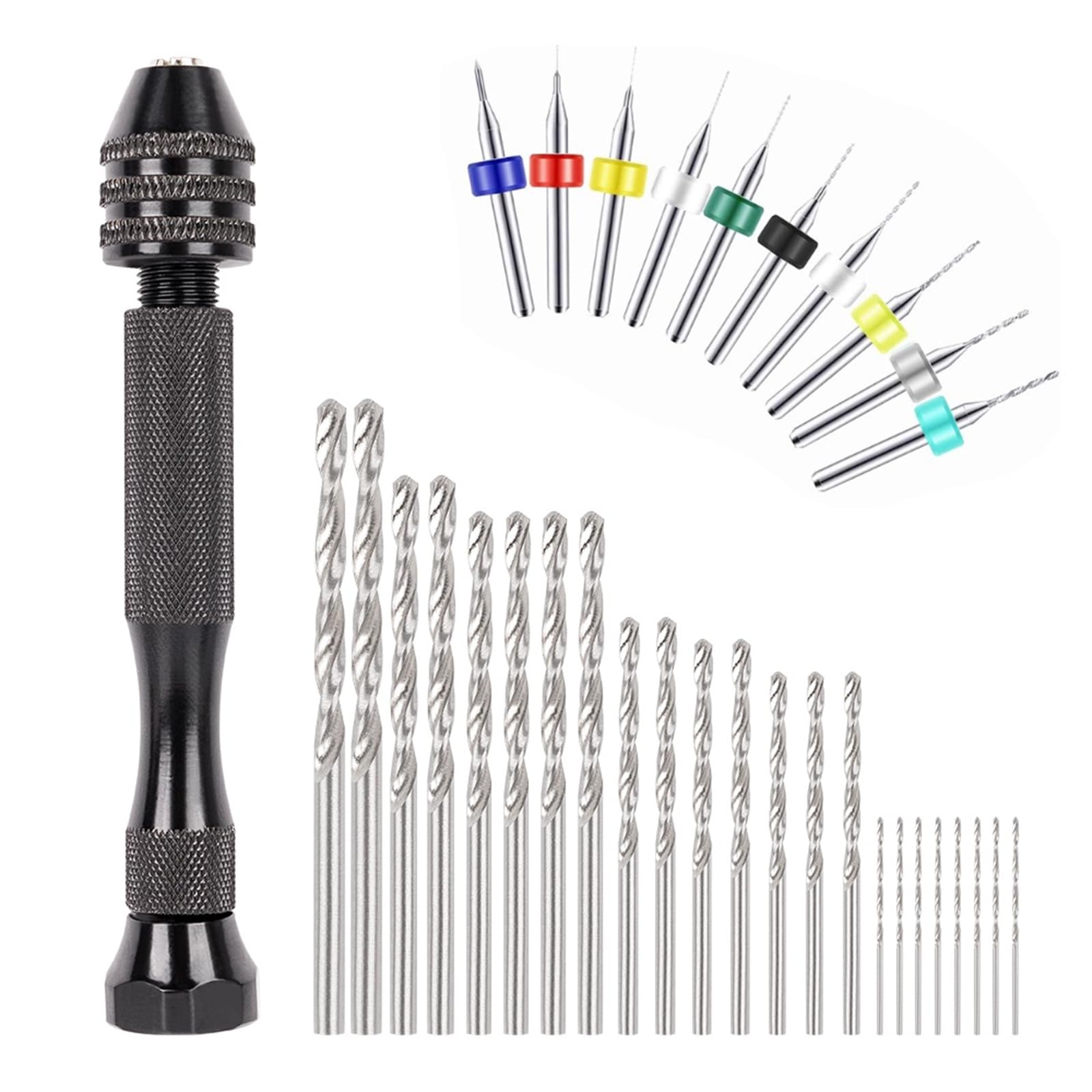 

MAEXUS Hand Pin and Micro Drill Set with 35 Drill Bits Drilling Compact DIY Manual Drill 36-Piece Drill, Vise, (0.5-3.0mm), Tool, Tool, Noise-Free чорний