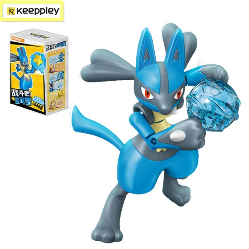 Keeppley Pokemon Battle Building Blocks Lucario Charizard Mewtwo Blastoise Greninja Assembly 3D Model Mini Brick Figure Toys