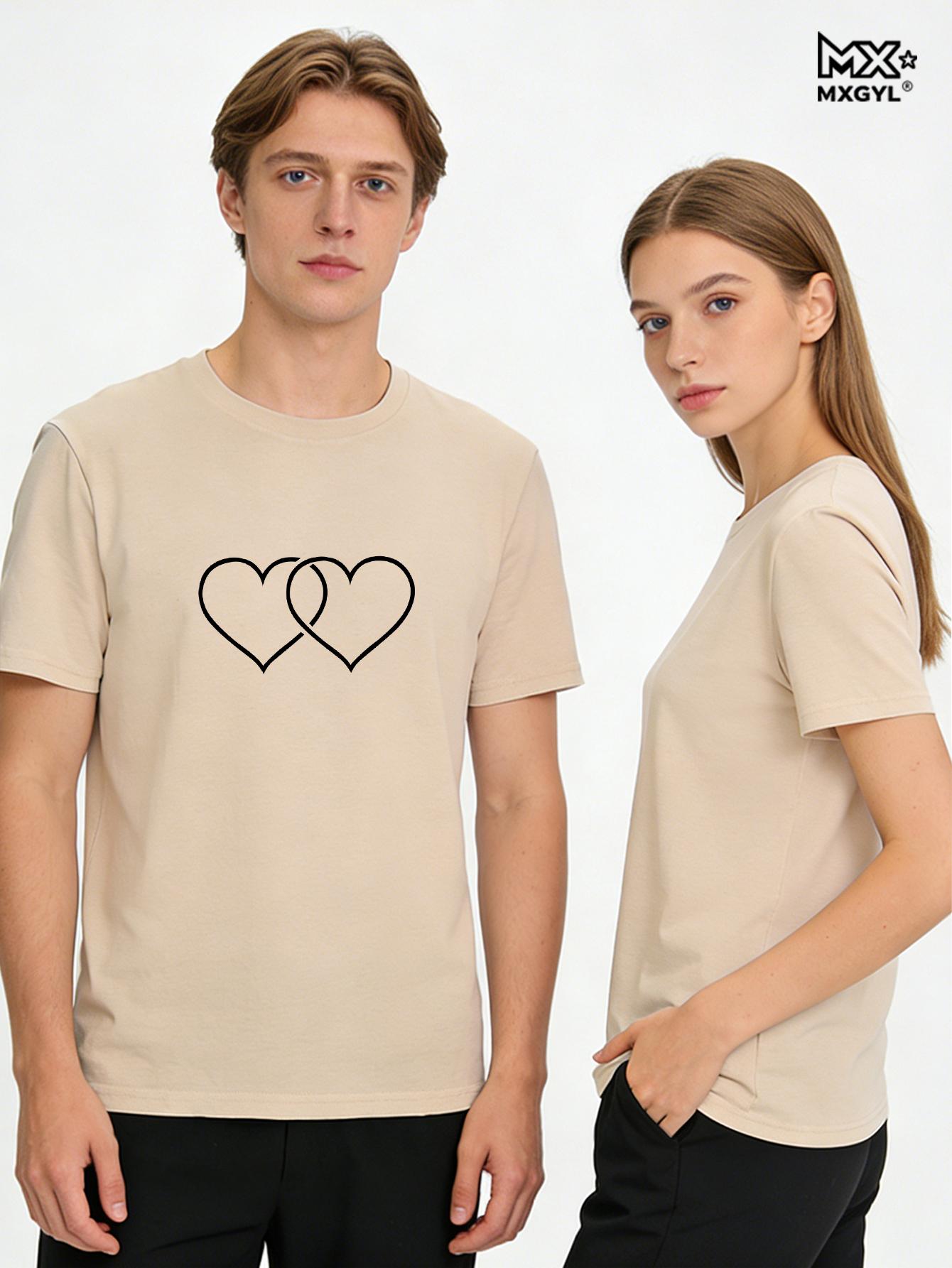 

Double Heart Print Women T Shirt Short Sleeve O Neck Loose Women Tshirt Ladies Fashion Tee Shirt Tops Clothes Camisetas Mujer 5xl бежевий