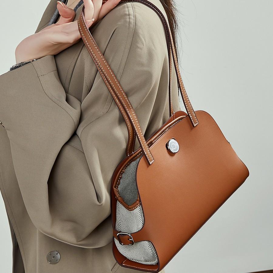 New Handbag High-Quality Texture Single Shoulder Women's Bag Old Money Style Shell Bag Fashion Color-Block Retro Underarm Handbag