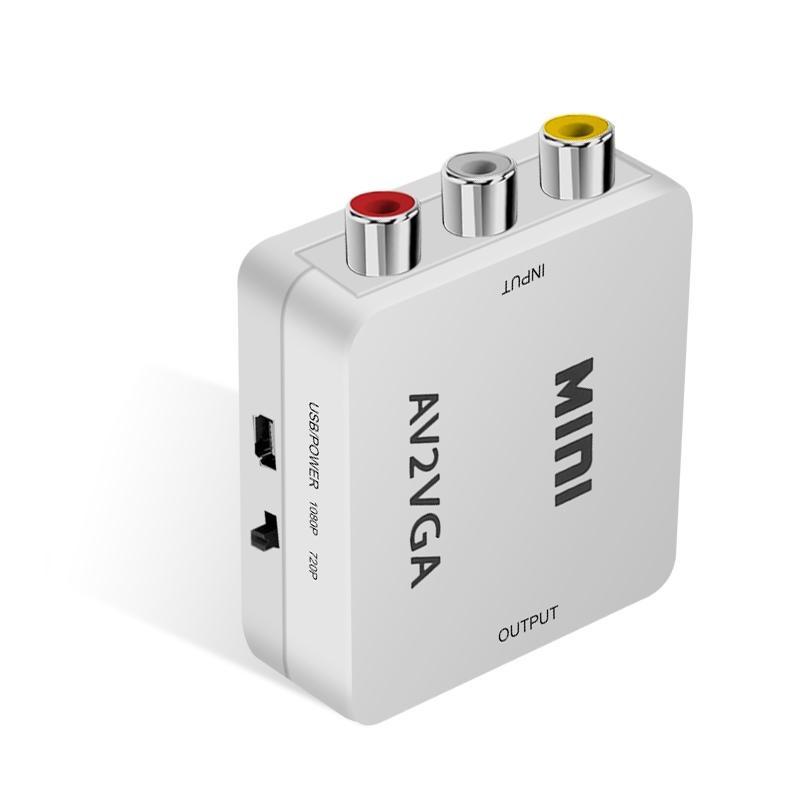 RCA auf VGA Video Konverter Mini AV auf VGA Adapter mit 3,5 mm Audiokabel für Multimedia-Videoübertragung