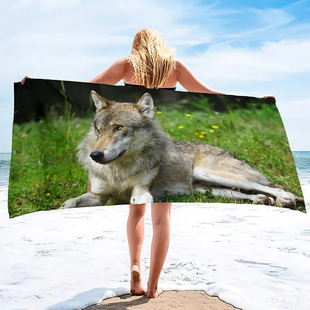 Wolf Beach Towel Groups of Wolves Wild Animal Design Soft Sand Free Bath Towel Quick Dry Sport Spa Yoga Gym Kitchen Hand Towels