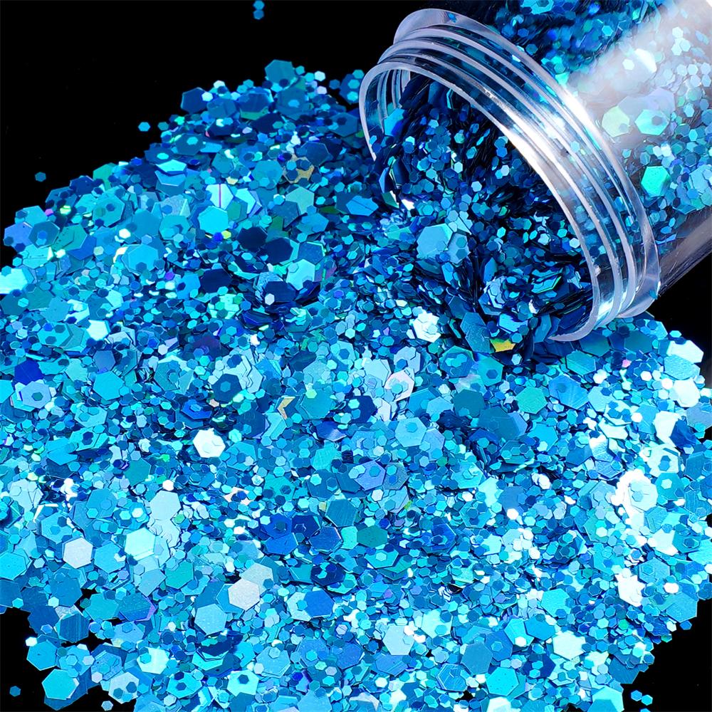 24g/Box Holographic Nail Art Glitter Hexagon Sequins Decorations Flakes Colorful Chunky Color Laser Sequins For DIY Epoxy Resin