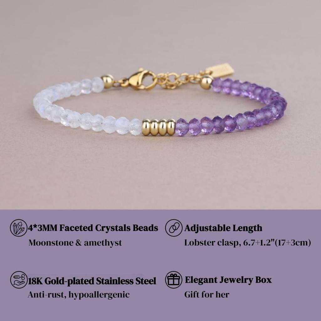 Amethyst Moonstone Birthstone Bracelet for Women [KOAI]