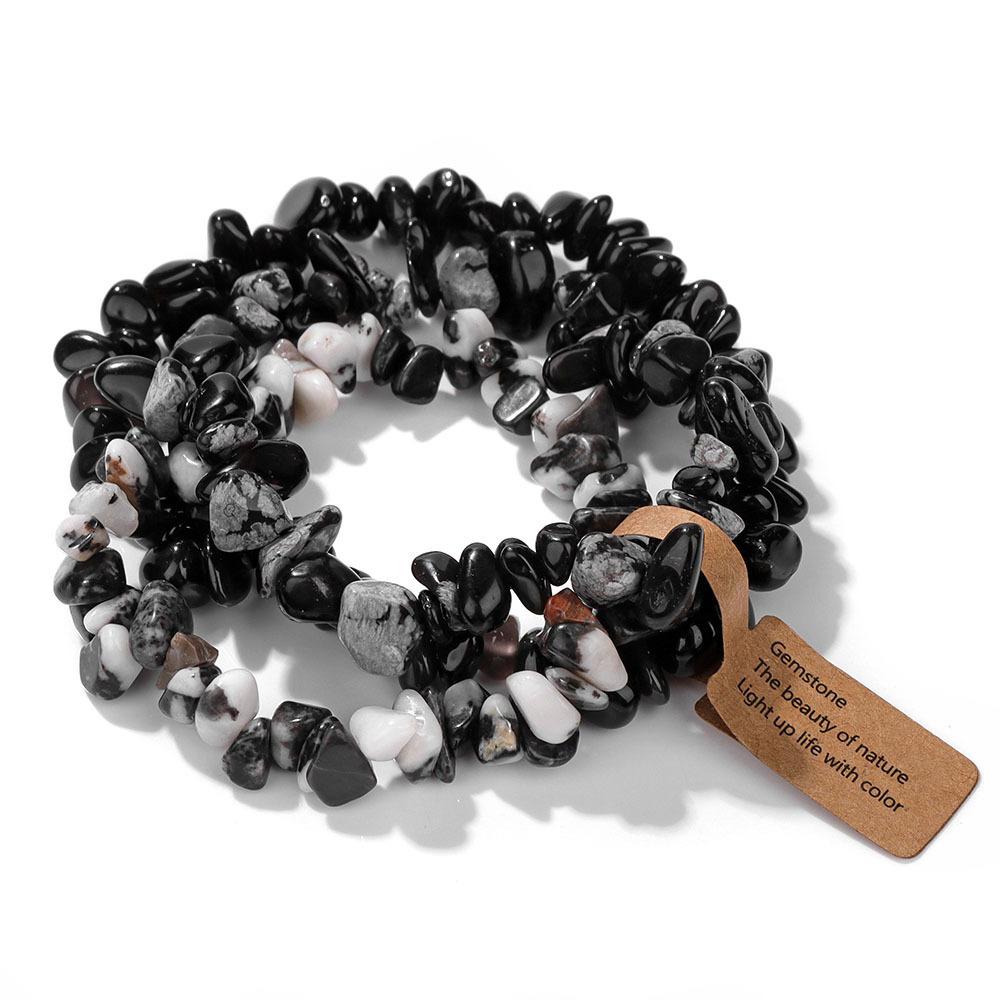 Natural stone bracelet beaded natural gravel elastic stacking wearing versatile high-end light luxury hot-selling bracelet