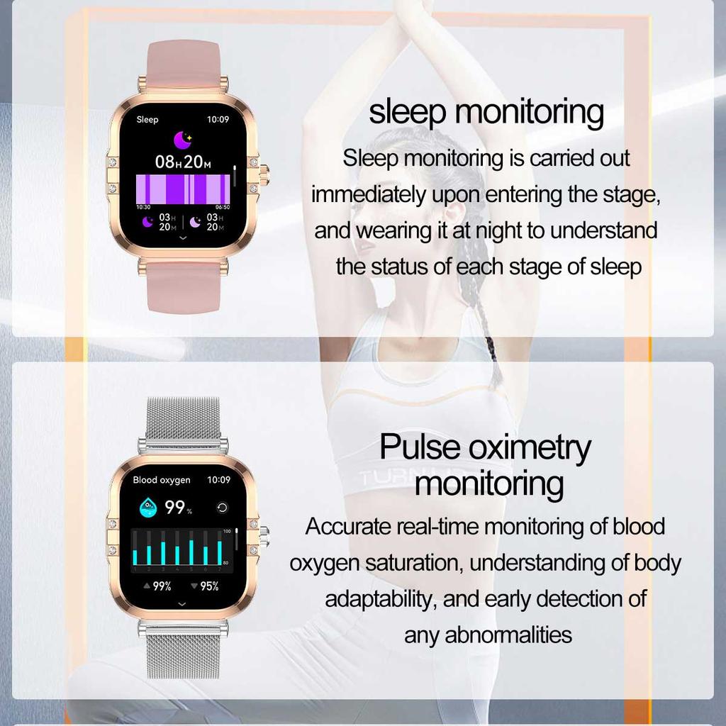Rose Golden Smart Watch Ultra Thin Luxury Smartwatch Bluetooth Call Custom Dial Health Monitor Fitness Wristwatch for Ladies