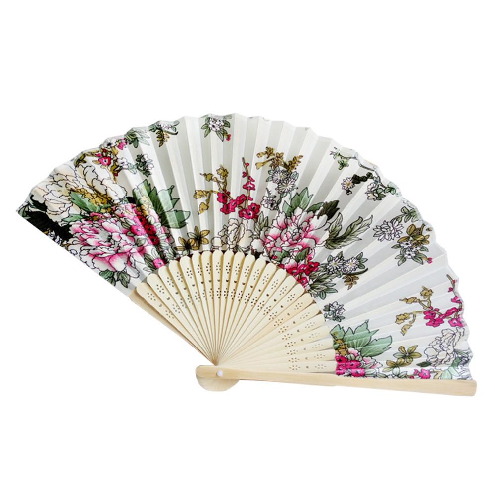 Bamboo Antique Folding Fan Chinese Style Fan Summer Female Dance Fan Portable Elegent Flower Hand Held Fan Home Decoration