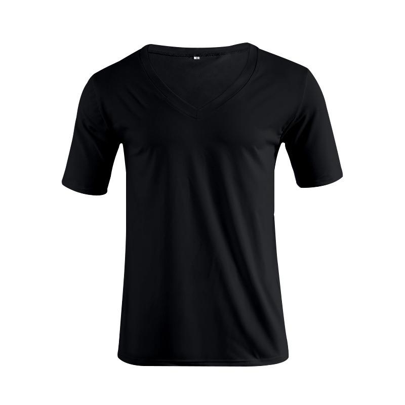 Men V Neck Solid Color Plus Size Casual Short Sleeve T Shirt