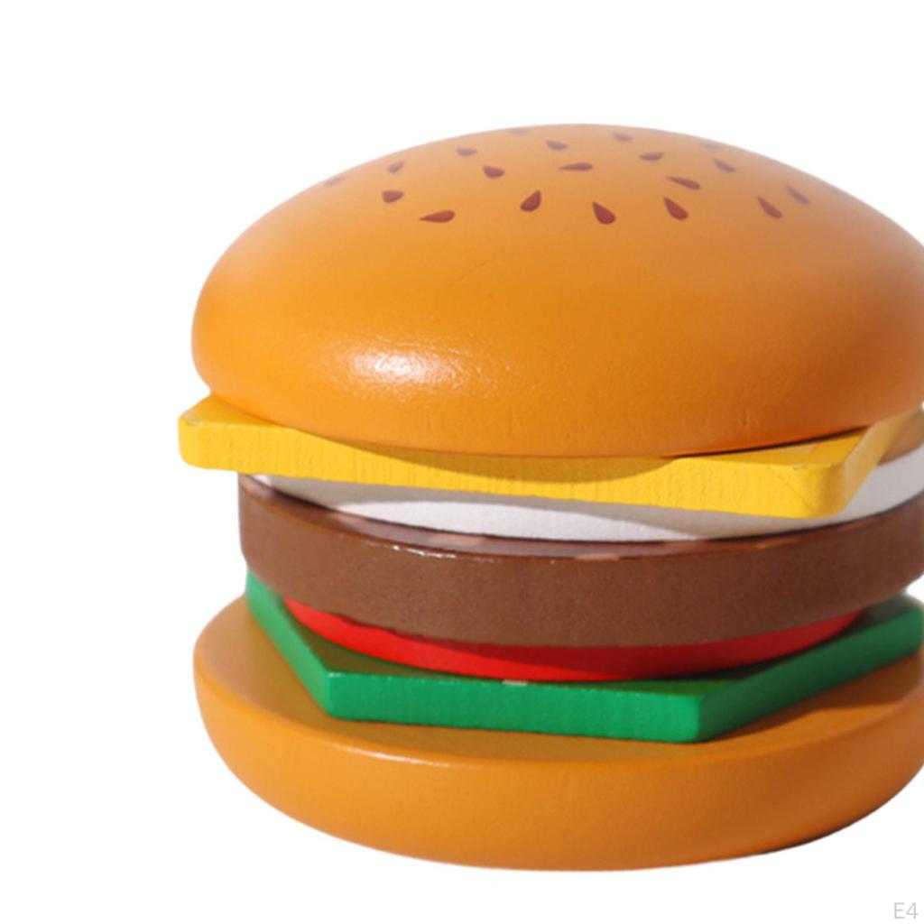 Food Stacker Toy Color Recognition Children Wooden Puzzle Wood Game for Birthday Gift