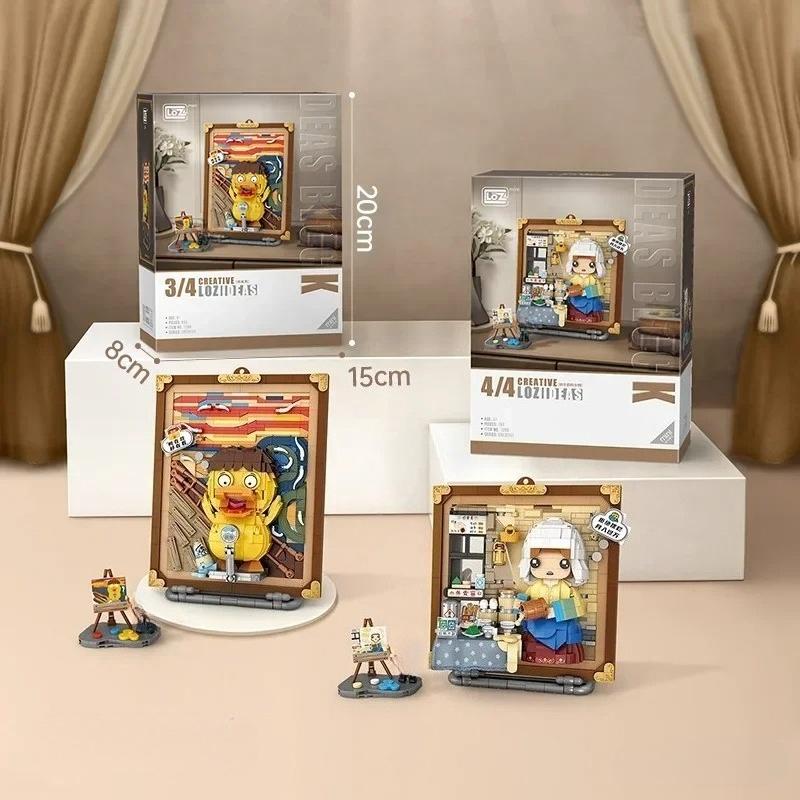 Loz Blocks Fun Creative 3D Painting Cat Educational Building Bricks Art Toys For Girl Present New Year Gift Christmas Santa