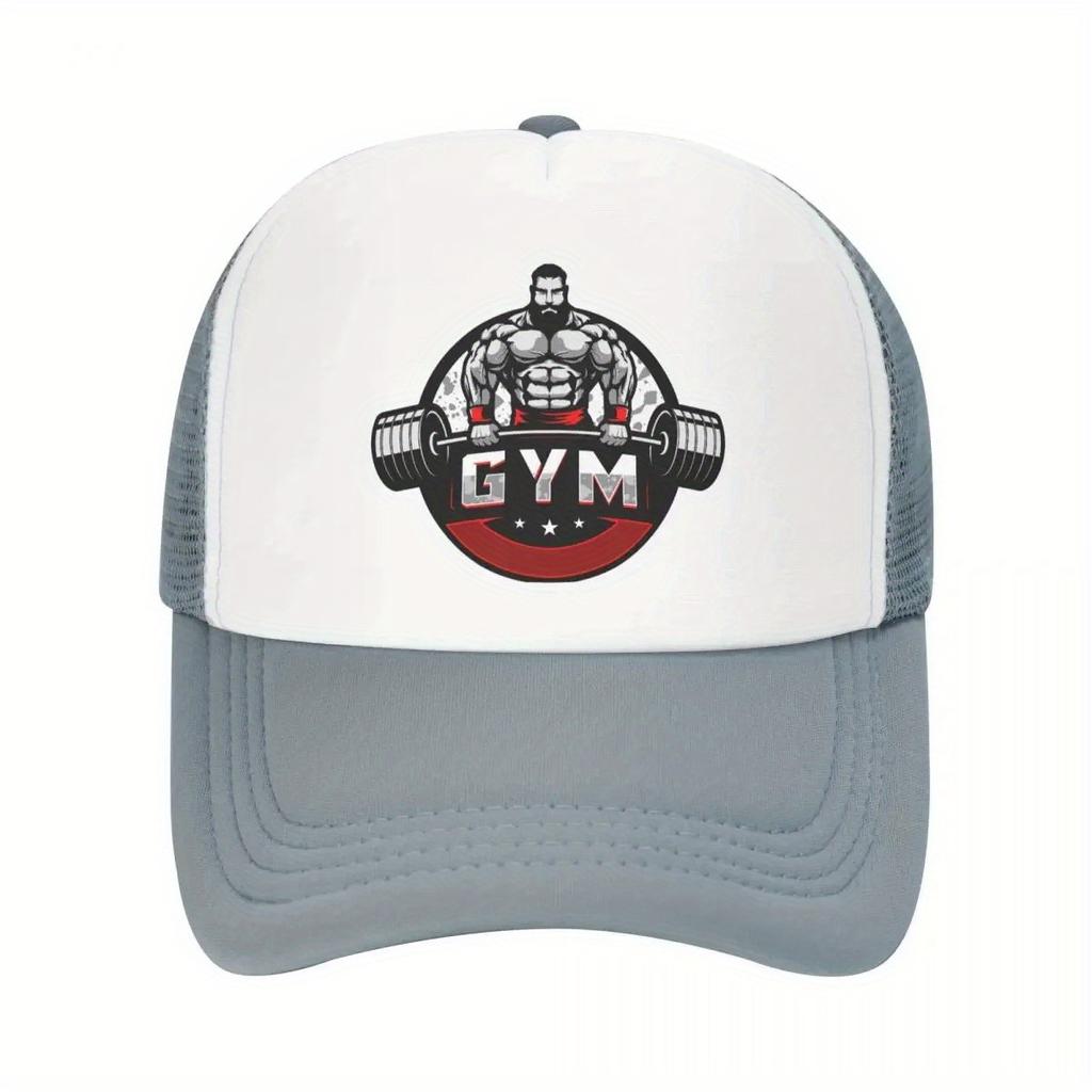 Bodybuilding Gym Graphic Trucker Hat Weightlifting Fitness Baseball Cap Adjustable Snapback Mesh Hat for Men