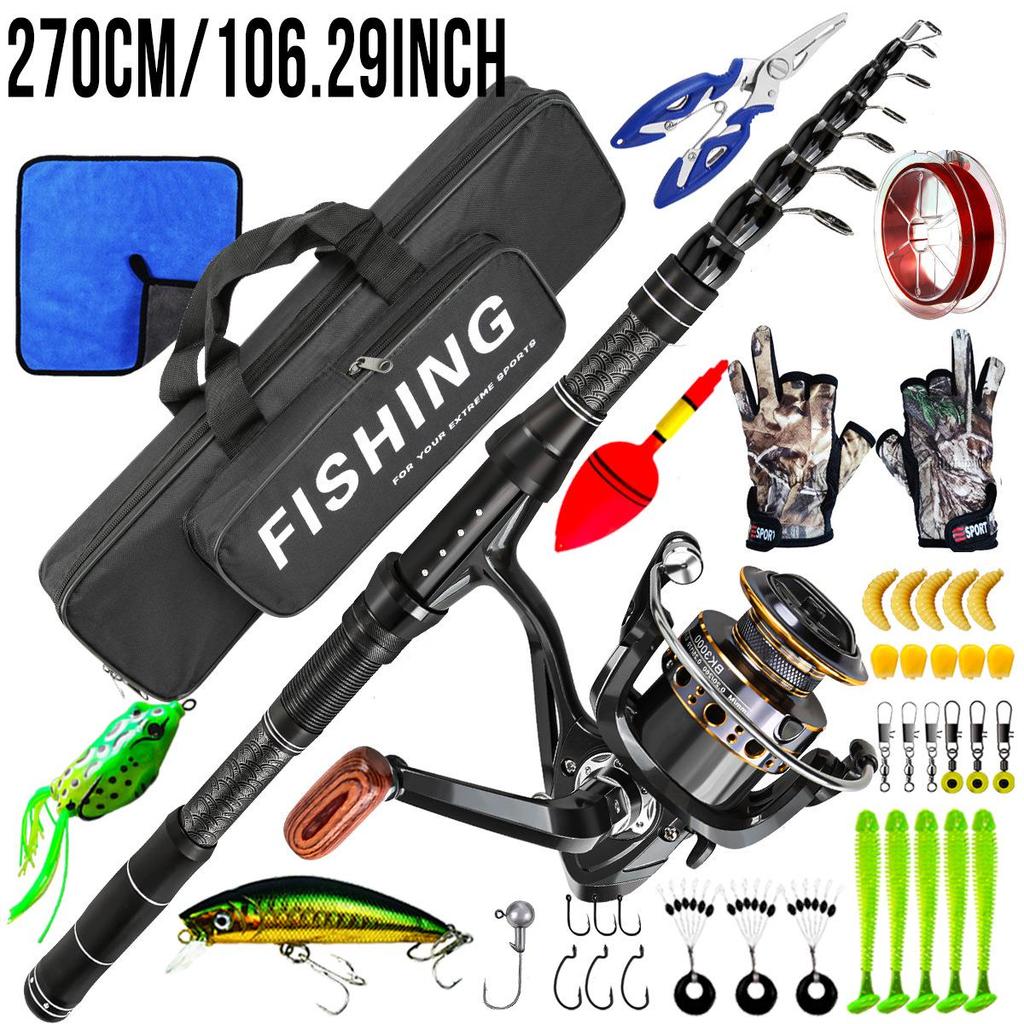 Complete Carbon Sea Fishing Rod Kit with Artificial Bait