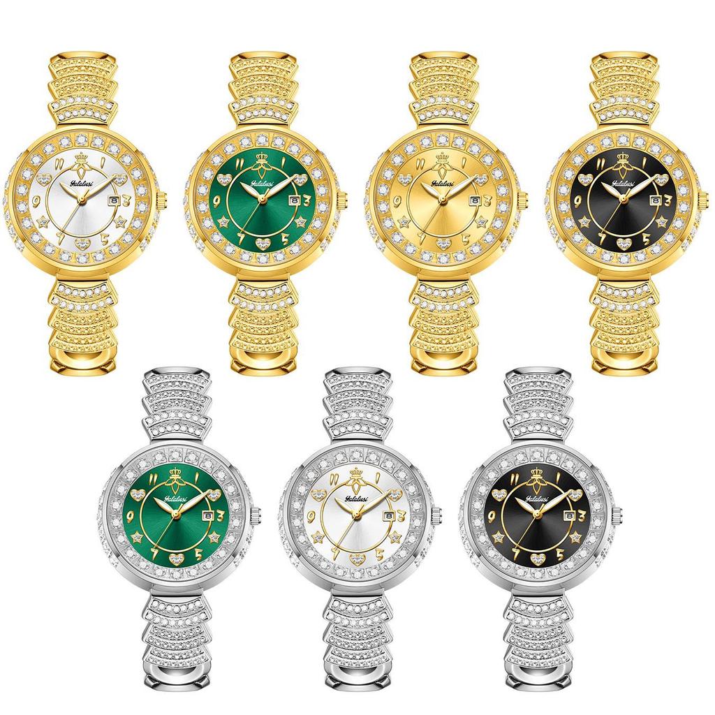 Damenuhr Luxus Strass Goldarmband Uhren Exquisites Kleines Rundes Zifferblatt Damen Armbanduhr Geschenke