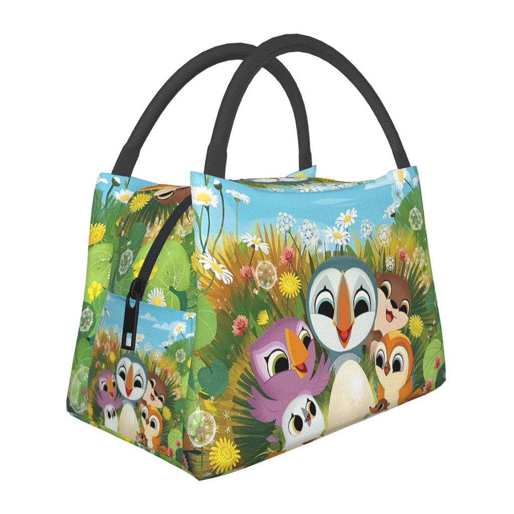 Puffin Rock Cartoon Insulated Lunch Bag for School Bento Storage Food Boxes Leakproof Container Cooler Thermal Lunch Box Tote