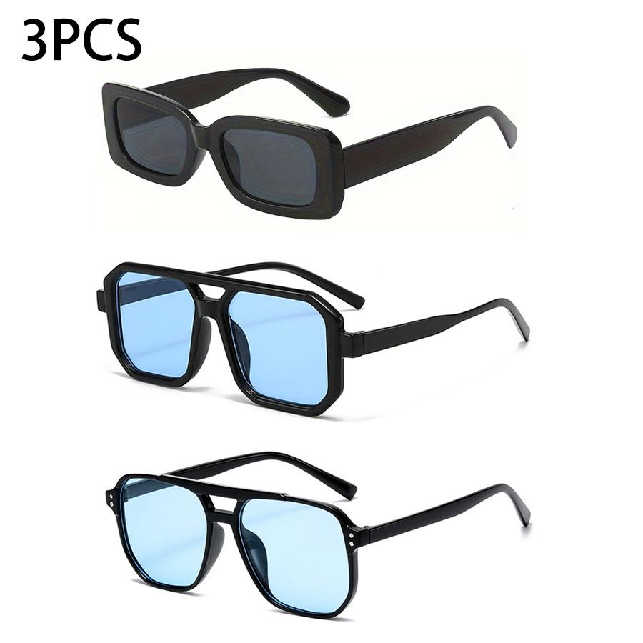 

3Pcs Women s Black Square Full-Frame Sunglasses Suitable for Travel and Outings, Accessories and Gifts