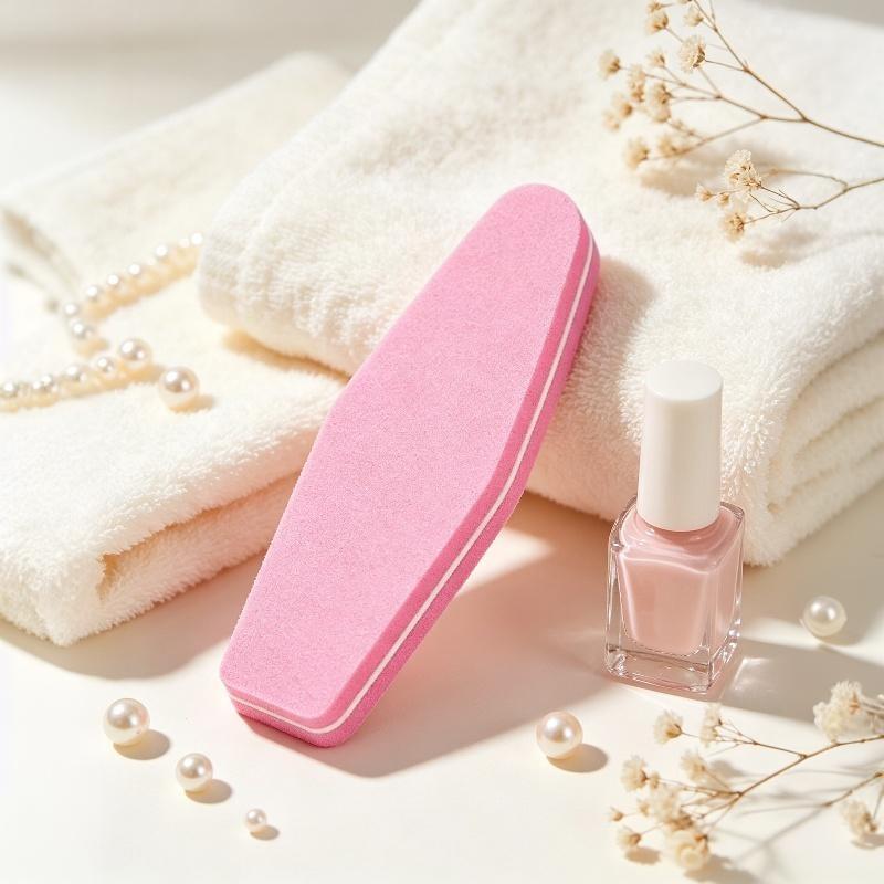 Nail Buffer Pink Easy-to-Hold Rectangular Fine Sand Buffing Block for Salon Grade Home Nail Polishing Care