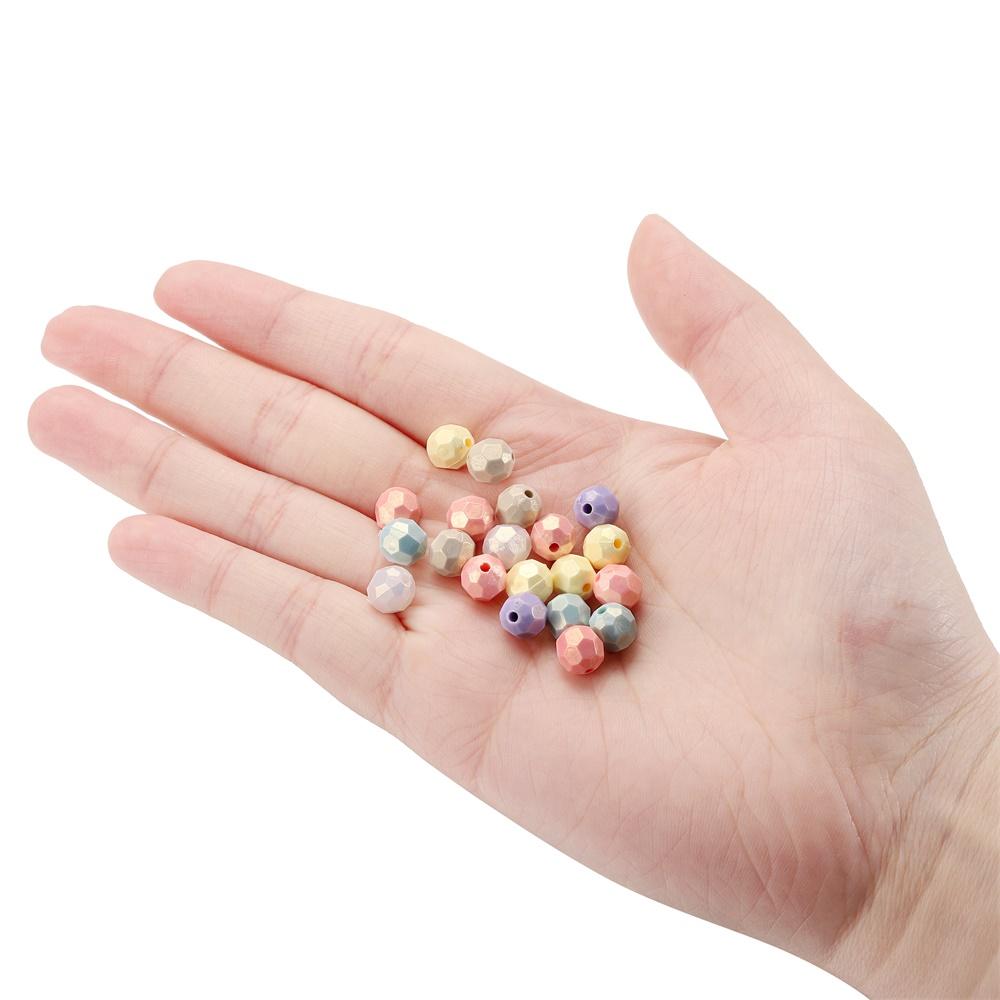 50/100Pcs Macaron Color Acrylic Faceted Shape Beads Round Waterdrop Loose Beads for DIY Necklace Bracelet Jewelry Making