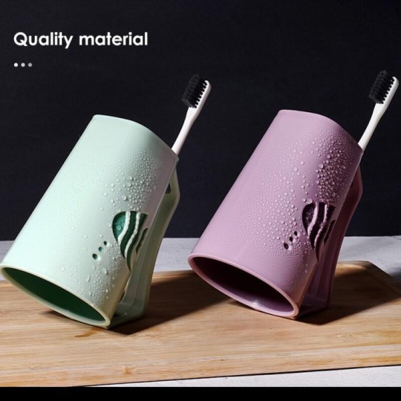 Unbreakable pastel dual-color upside-down toothbrush cup 4 colors No.01 Fish Upside-down Toothbrush Cup Navy