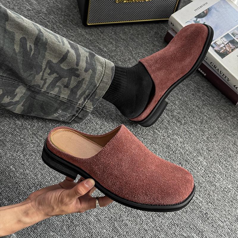 Korean version 2025 fashion retro thick heel bag head half slippers spring and summer French evening wind lazy muller single shoes