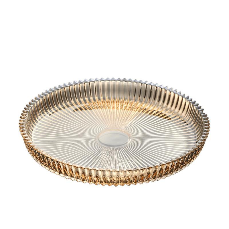 Large Crystal Glass Fruit Bowl Living Room Coffee Table Modern European Style Snack Tray In Amber Grey Clear