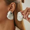 Fashion Liquid Metal Pleated Water Drop Stud Earrings, Exaggerated Wind Special-Shaped Geometric Large Glossy Earrings