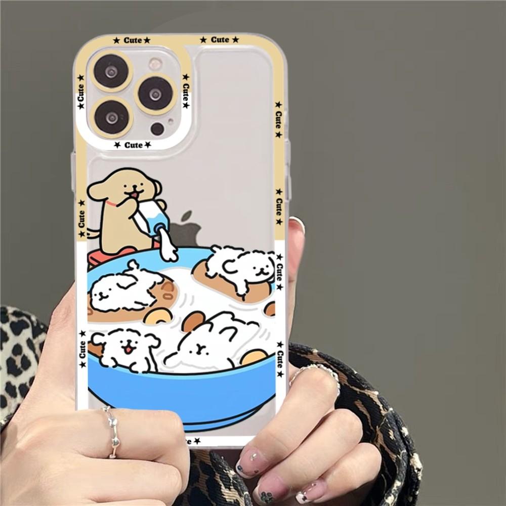 Cartoon Line Dog Phone Case For iPhone 14 13 12 11 Pro Max XS X XR SE 2020 6 7 8 Plus Mini Protective Cover