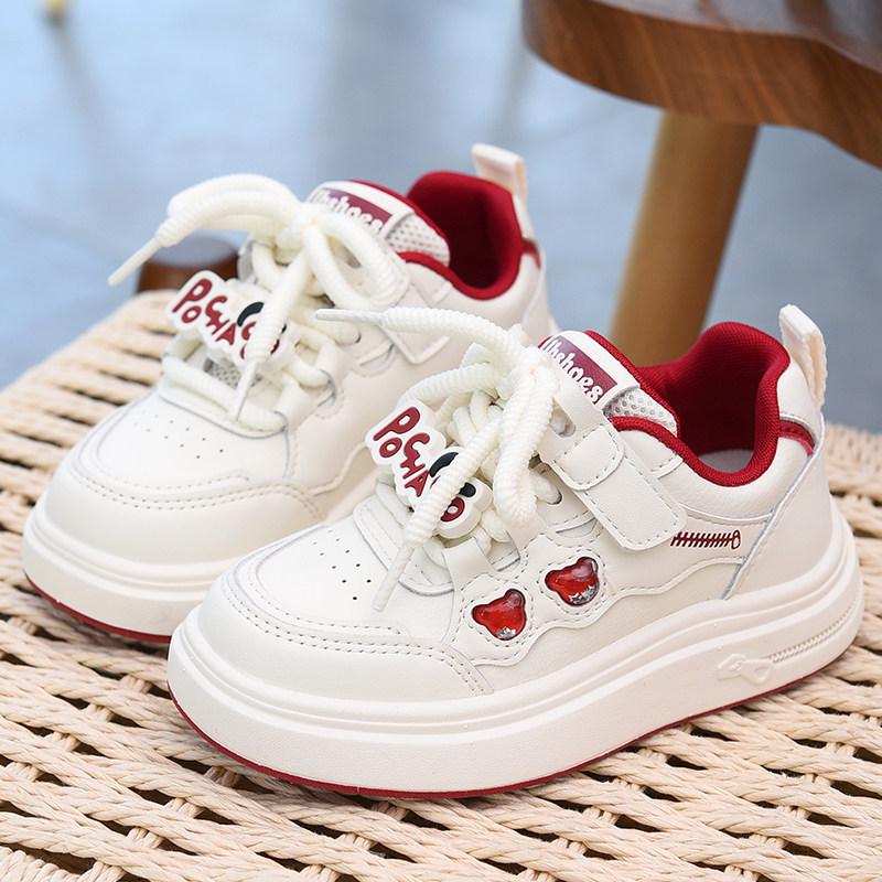 

2026 Spring Girls White Low-Top Casual Skate Shoes: Soft Sole, Fashionable Design, Perfect for Little Girls 30 - 19.3cm