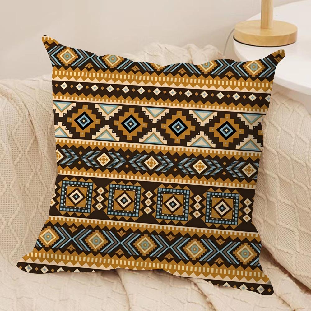 Classic Geometric Patterns Cushion Cover Short Plush Doublesided Print Square Throw Pillow Covers Sofa Home Cushion Decor