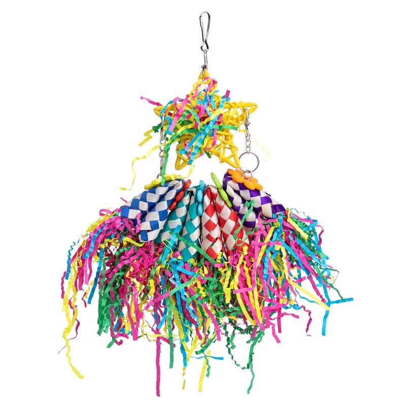 5 Pack Bird Chewing Toys Colorful Foraging Shredding Toy Wood Blocks Hanging for Cage for Cockatiel Conure African for G