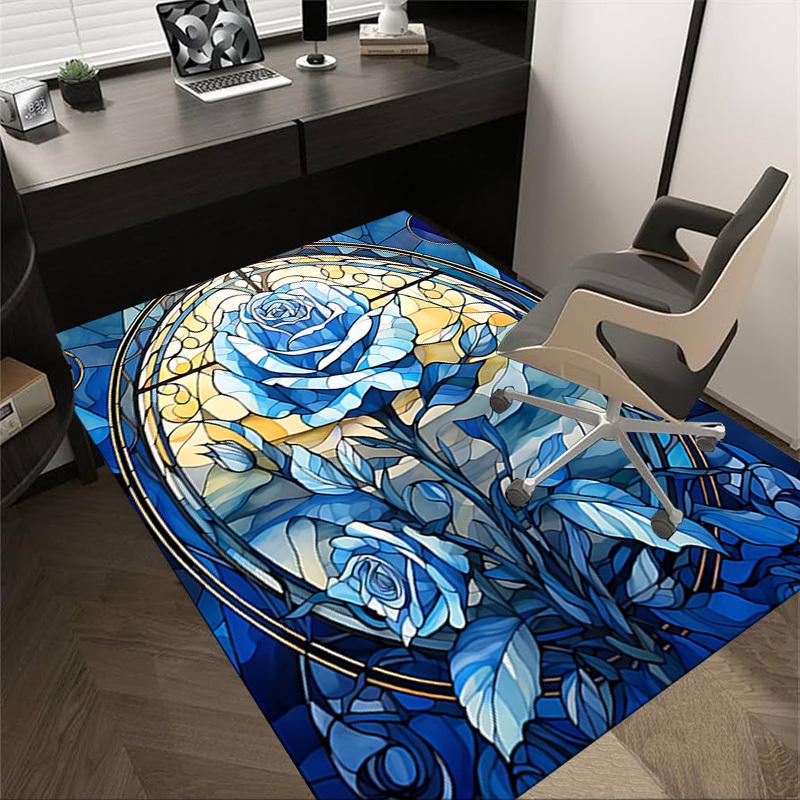 1PC Stained Glass Rose Extra Large Non Slip Floor carpet, Office, family, bedroom Large Area Rug Indoor Rugs, Vibrant Colors