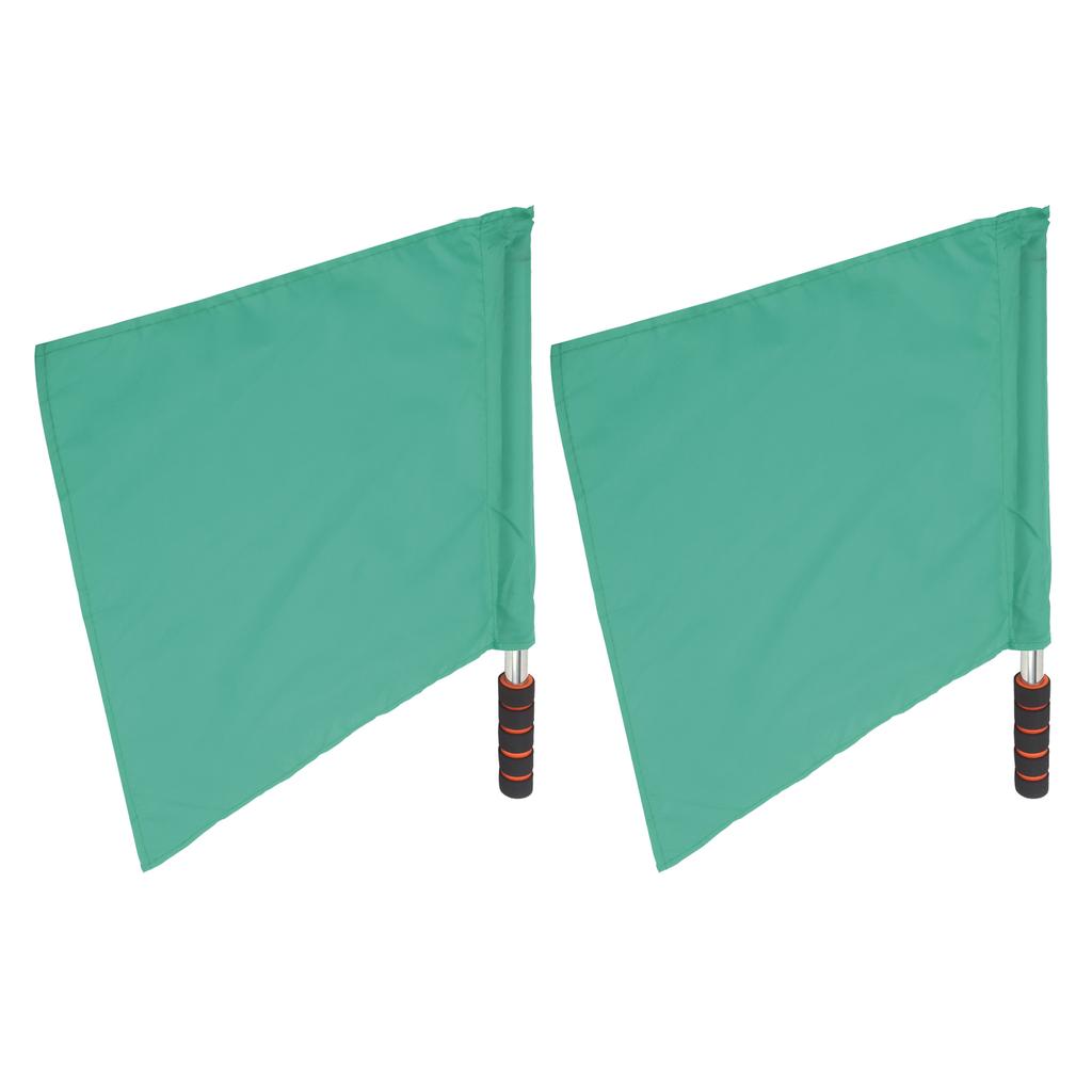 2Pcs Referee Official Flags Stainless Steel Pole Sports Competition Linesman Hand FlagGreen