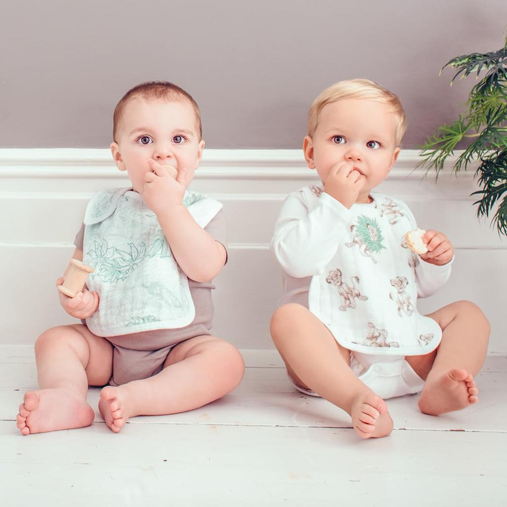 aden anais Snap Set of The Lion King Disney Cotton Adjustable Feeding Baby BBADABDDISN405J + Bibs, 3, Design, 100% Muslin, Bibs, Bibs, Gift,